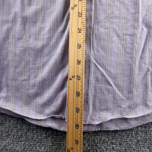 Brooks Brothers Milano Cotton Check Non-Iron 16 34 Purple Shirt Long Sleeve Men - Picture 4 of 12